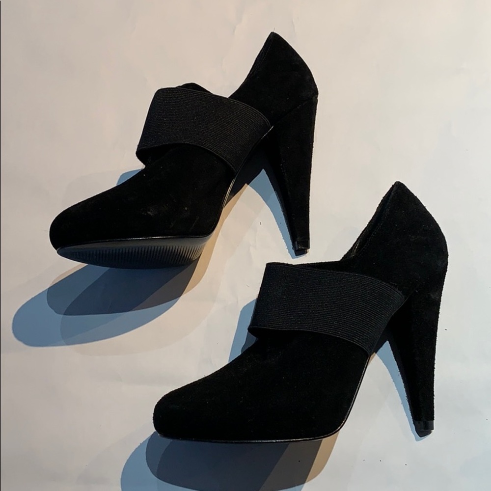 BCBG black suede heels